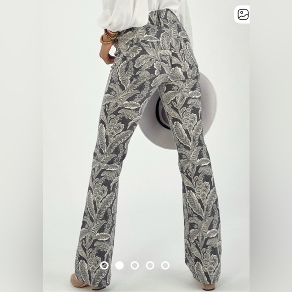 Pilcro Monochrome Leaf Print Flare Pants - Picture 3 of 15